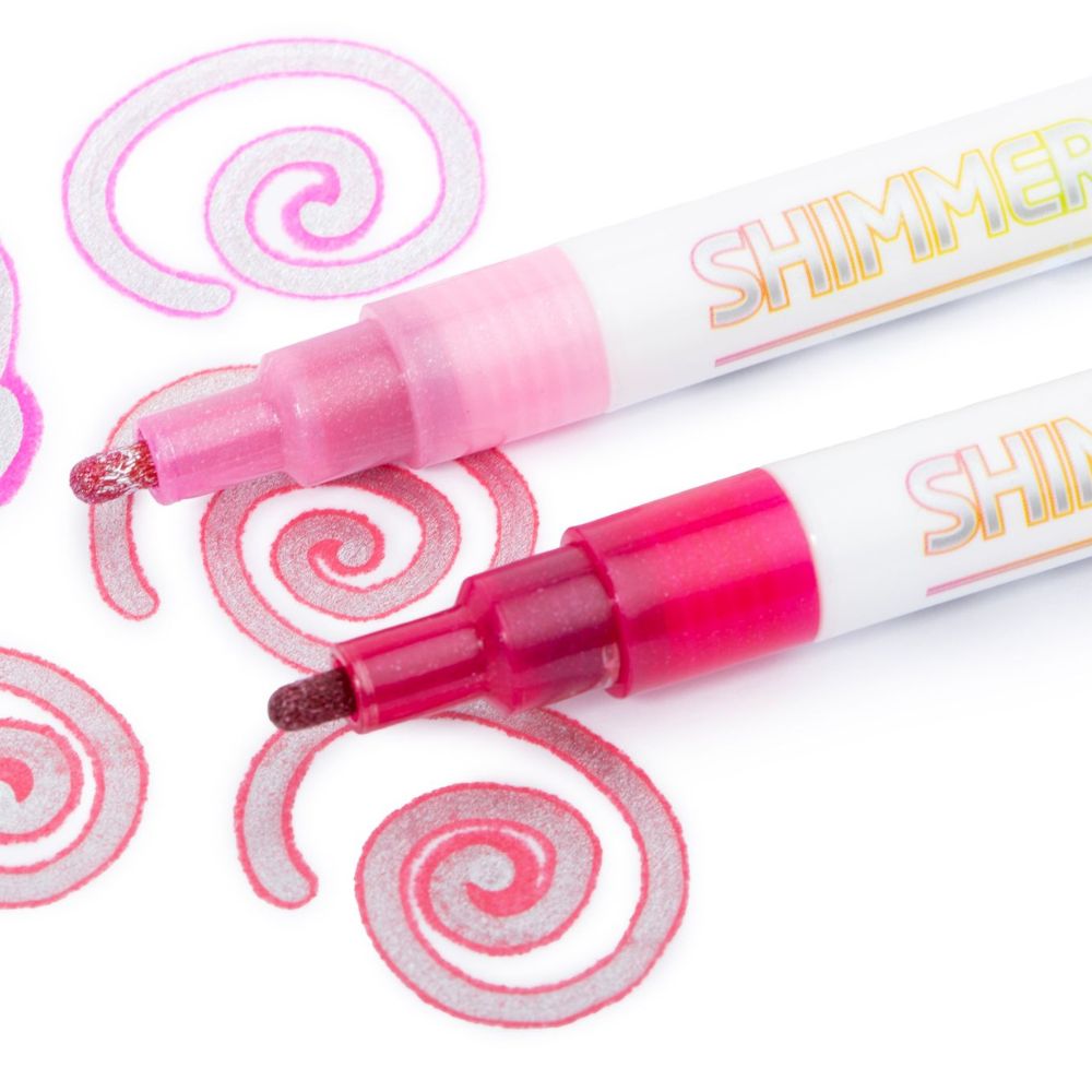TEVILIK Glitter Marker, Doodle Dazzles Shimmer Marker Set：12 Colors Double  Line Metallic Glitter Pens Super Sparkle for Drawing, Art Supplies, Adult